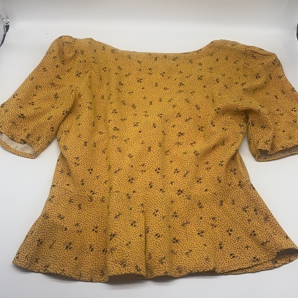Urban Outfitters - Yellow Floral Puff Sleeve Button Up Top Size Small - Picture 8 of 9
